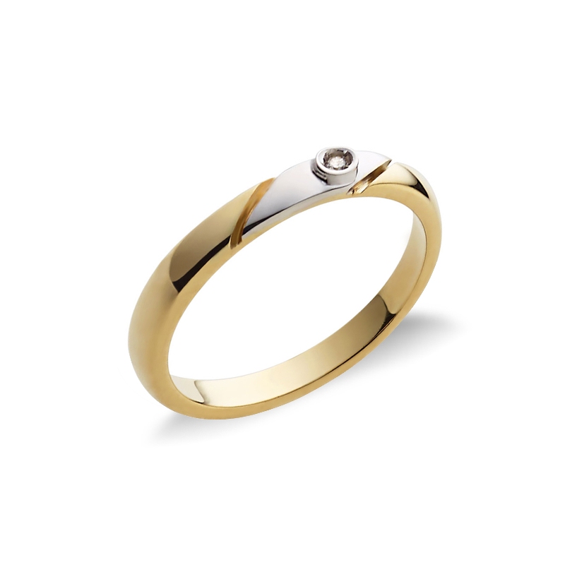 Anniversary ring in white and yellow gold 18k with diamond 