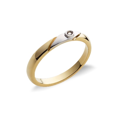 Anniversary ring in white and yellow gold 18k with diamond 
