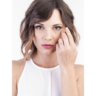 Anniversary band in rose and white gold 18k with diamonds 