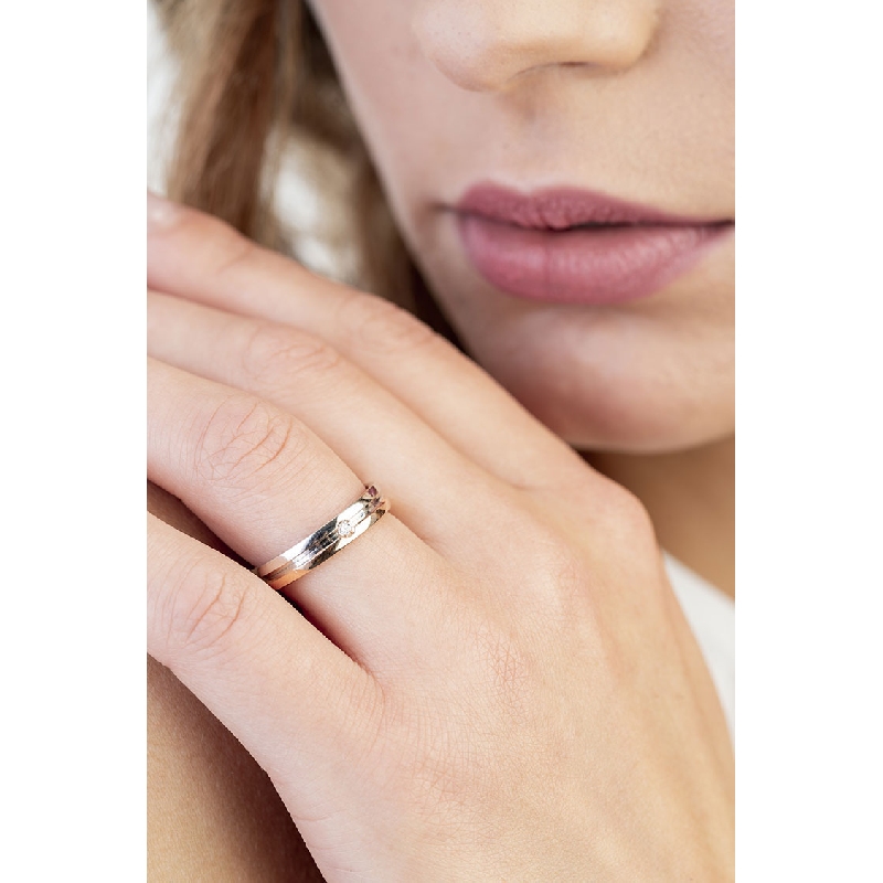 Anniversary band in rose and white gold 18k with diamonds 