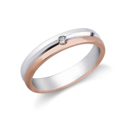 Anniversary band in rose and white gold 18k with diamonds 