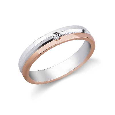 Anniversary band in rose and white gold 18k with diamonds 