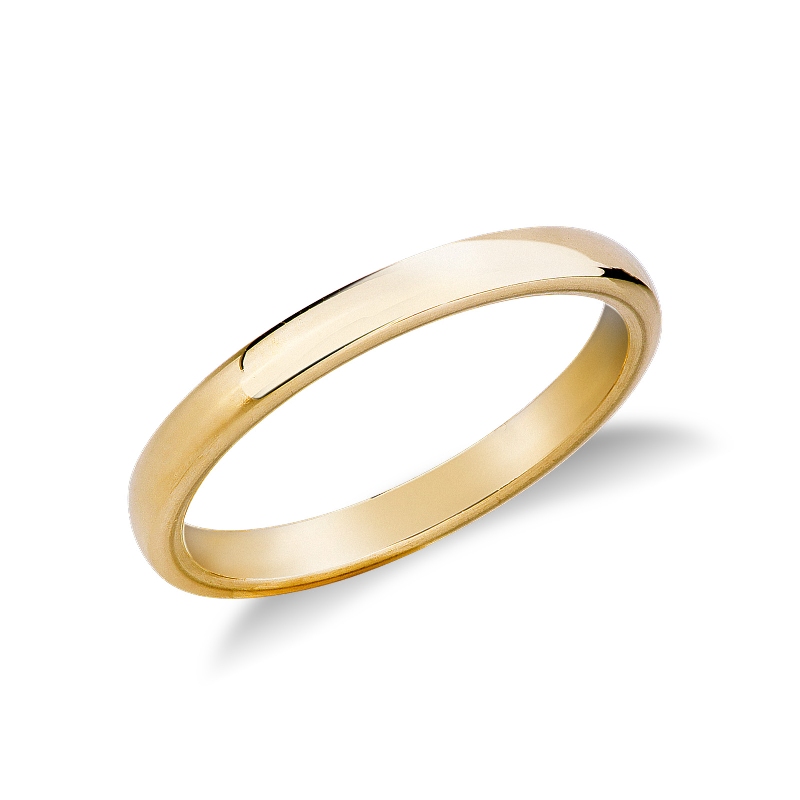 Comfortable wedding ring in 18k yellow gold