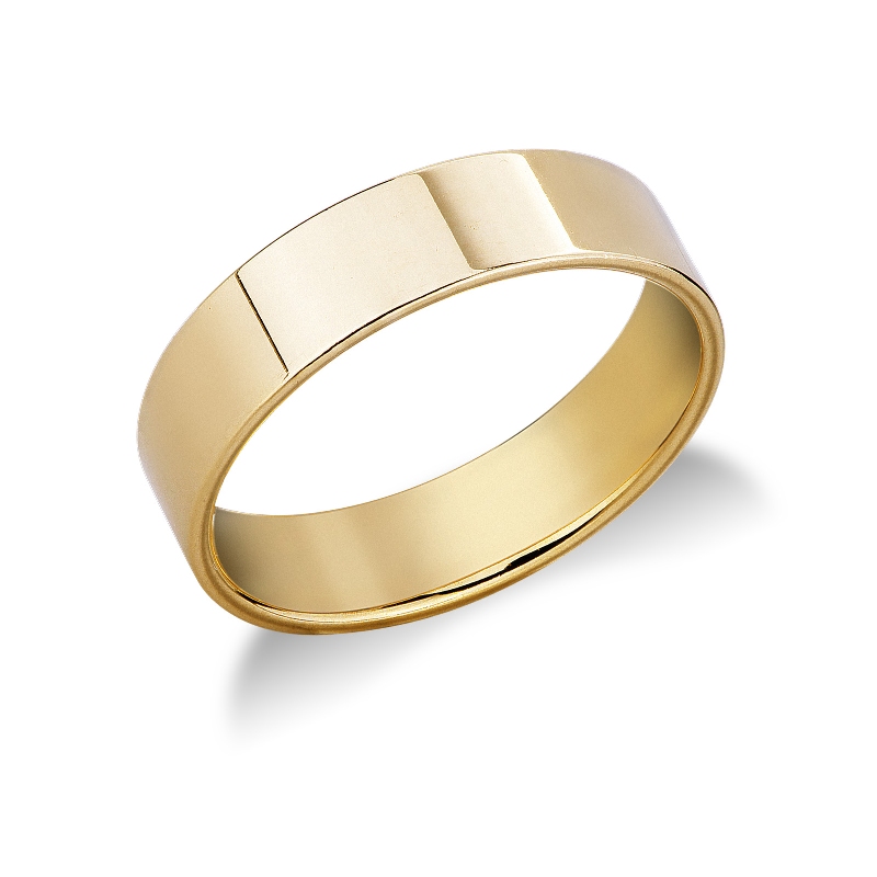 Comfortable wedding ring in 18k yellow gold