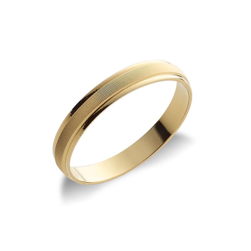 Diamond cut yellow gold 18k wedding ring 