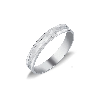 Diamond cut wedding band in white gold 18k