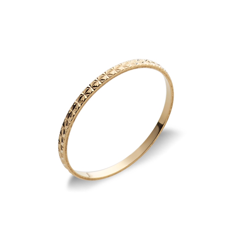 Yellow gold 18k wedding band diamond cut 