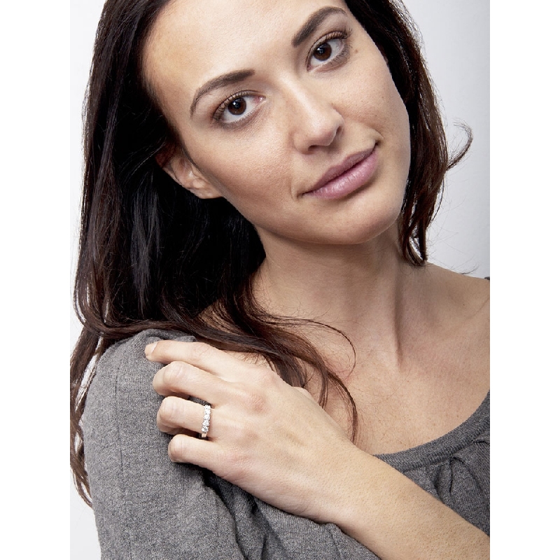 Anello Veretta a 5 pietre in Oro bianco 18k con diamanti, ct. 0,30