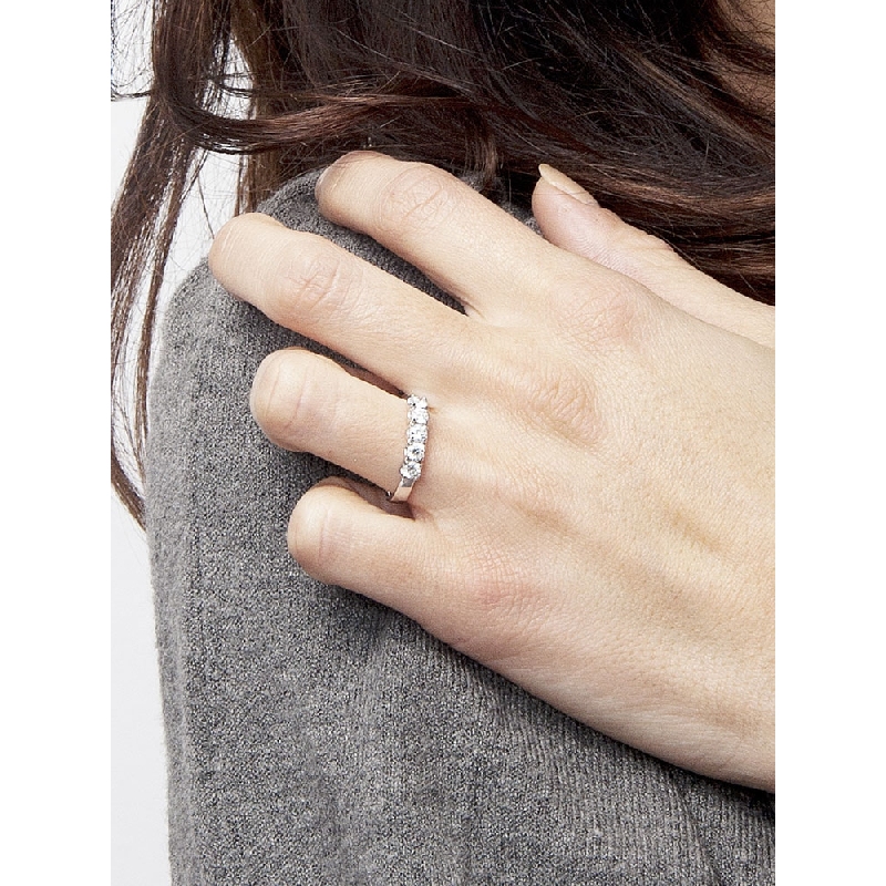 White gold 18k 5 stones diamond half eternity ring 0,50 ct