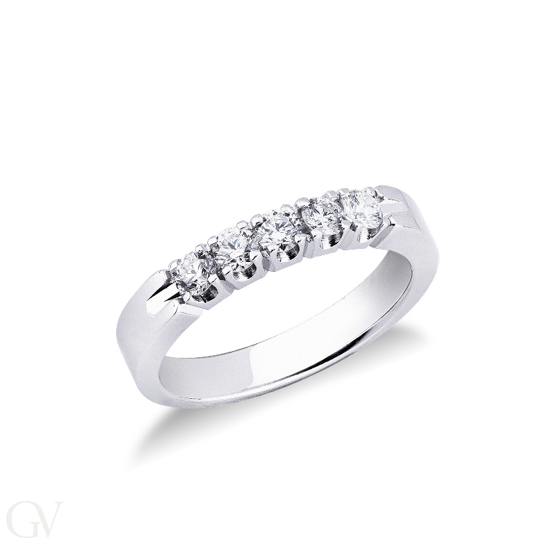 Half eternity ring with 5 diamonds 0,50 ct white gold 18k