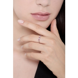 White gold 18k 5 stones half eternity ring with diamonds and rubies  2