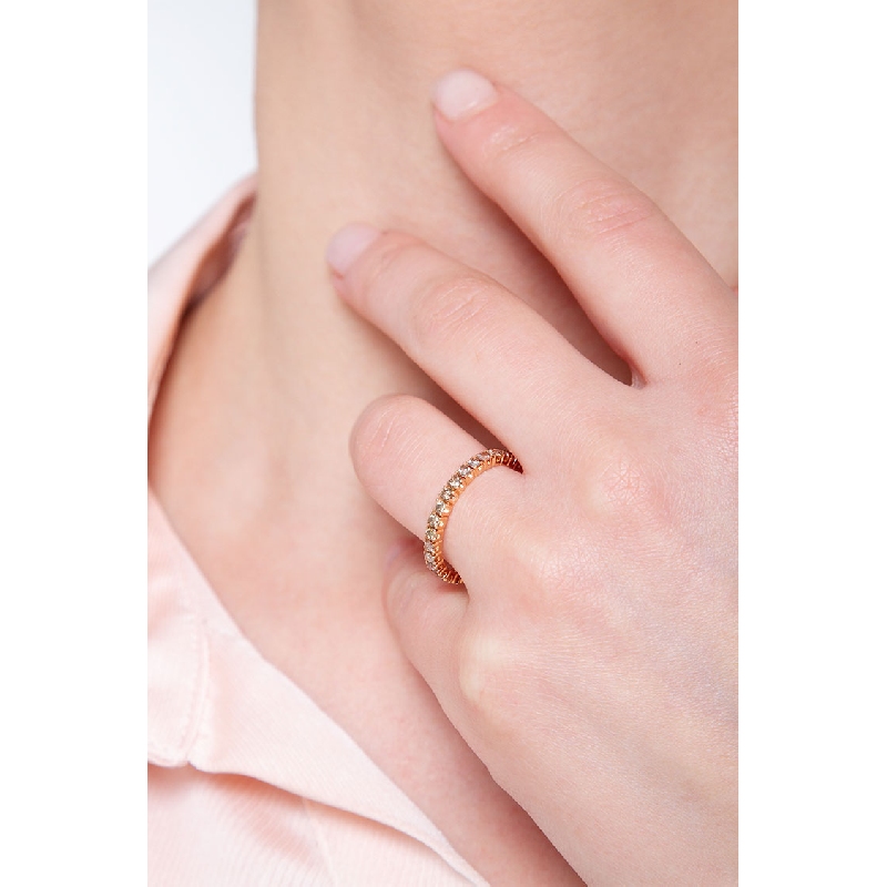 Eternity ring with brown diamonds in rosé gold 18k