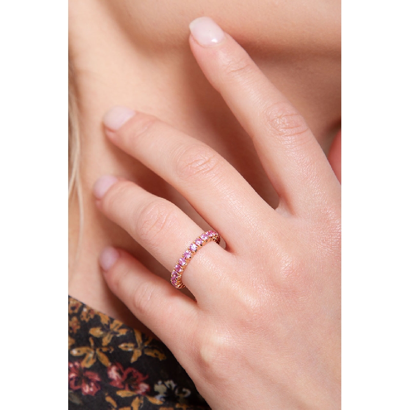 Eternity ring with pink sapphires in rosé gold 18k 