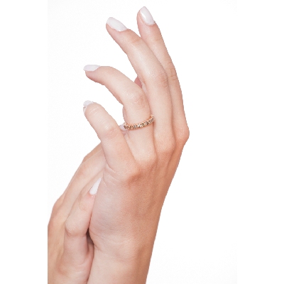 18k rosé gold eternity ring with brown diamonds 