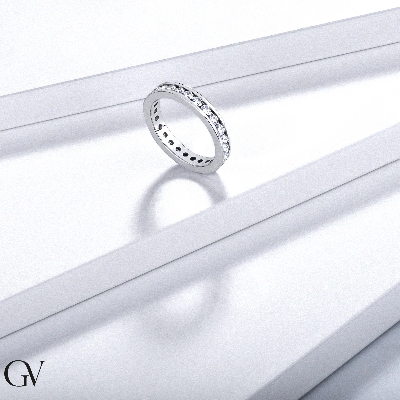 FEDE ETERNITY BINARIO.   ORO BIANCO E BRILL.CT0,05. VEDERE MISURE.