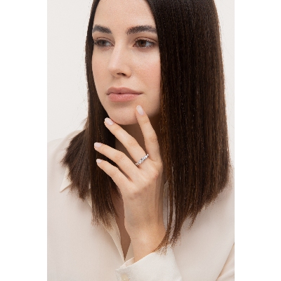 Anello Eternity a binario in Oro bianco 18k con Diamanti da 0.07 ct