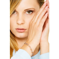 18k rose and white gold oval links bracelet with diamonds 2