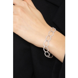 18k white gold oval groumette bracelet with diamonds 2