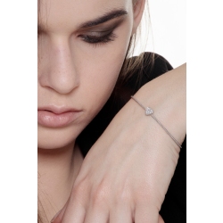 18k white gold rigid bracelet with spheres and heart with diamonds 2
