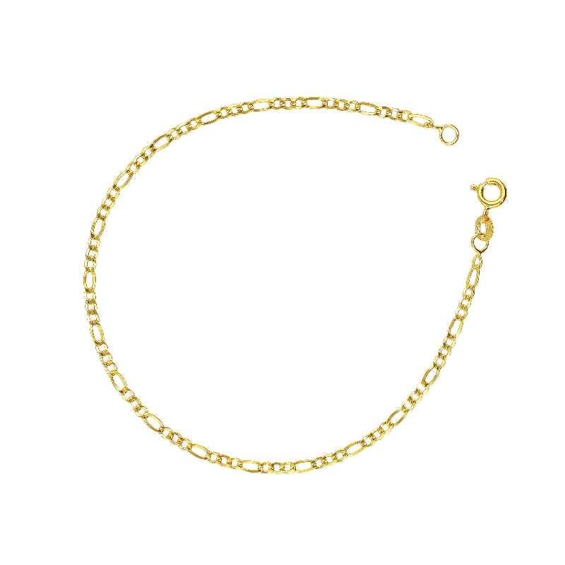 Thin figaro bracelet in 18k yellow gold