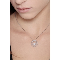 18k white gold necklace with a three circle pendant with a heart  2