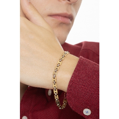 18k white and yellow gold square links bracelet