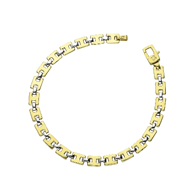 18k white and yellow gold square links bracelet