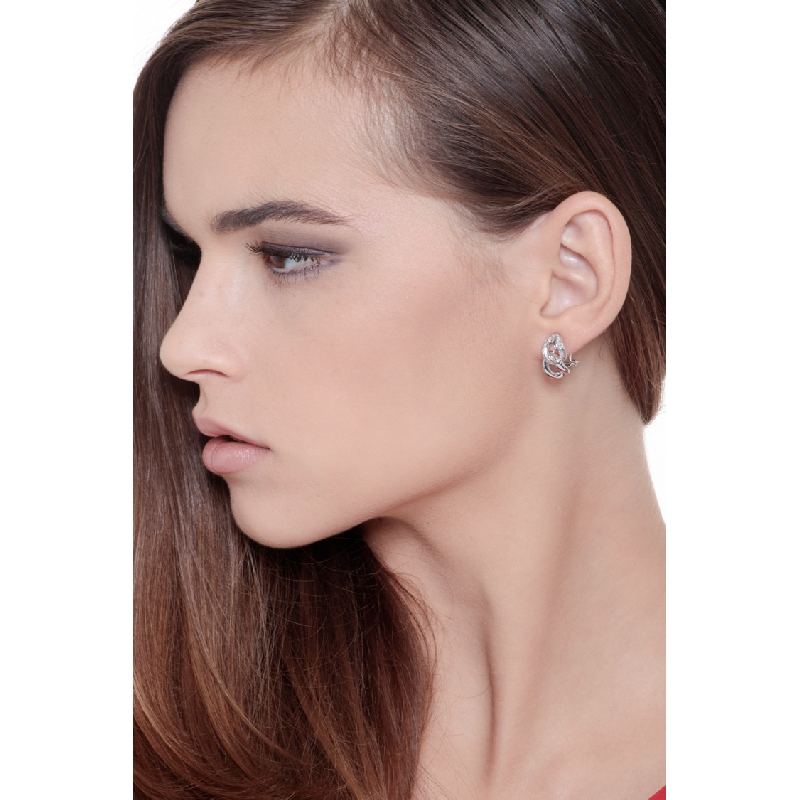 18k white gold groumette earrings with diamonds 