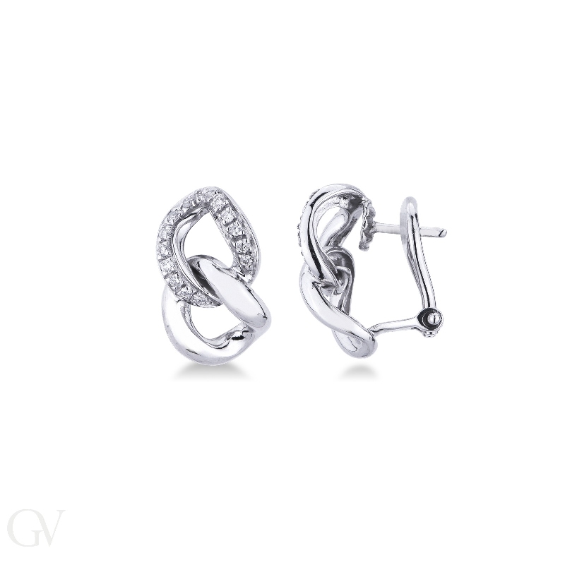 18k white gold groumette earrings with diamonds 