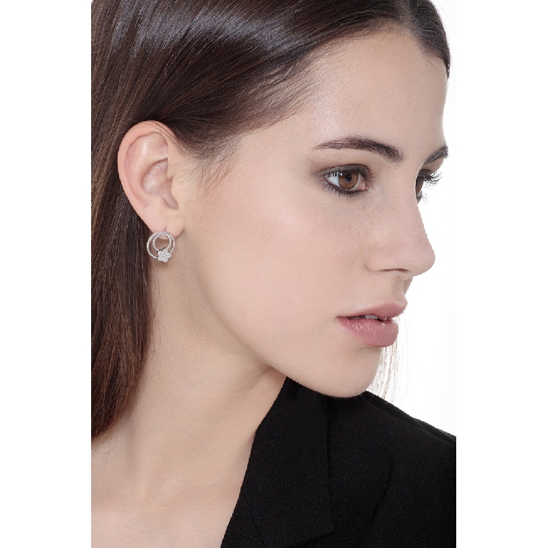 18k white gold hoop stud earrings with diamonds 