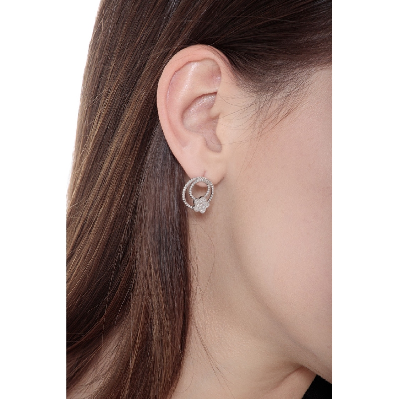 18k white gold hoop stud earrings with diamonds 