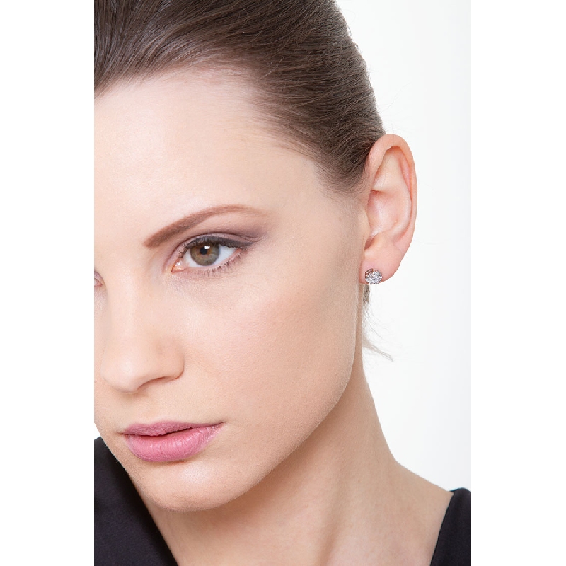 18k white gold diamonds pavé stud earrings, 0,86 ct 