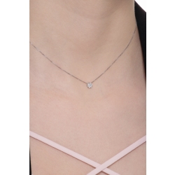 Solitaire necklace in 18k white gold with diamonds pendant  2