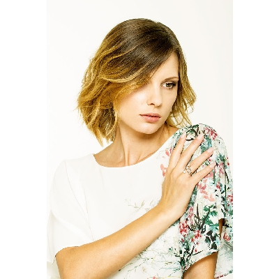 White gold 18k trilogy ring with diamonds pavé