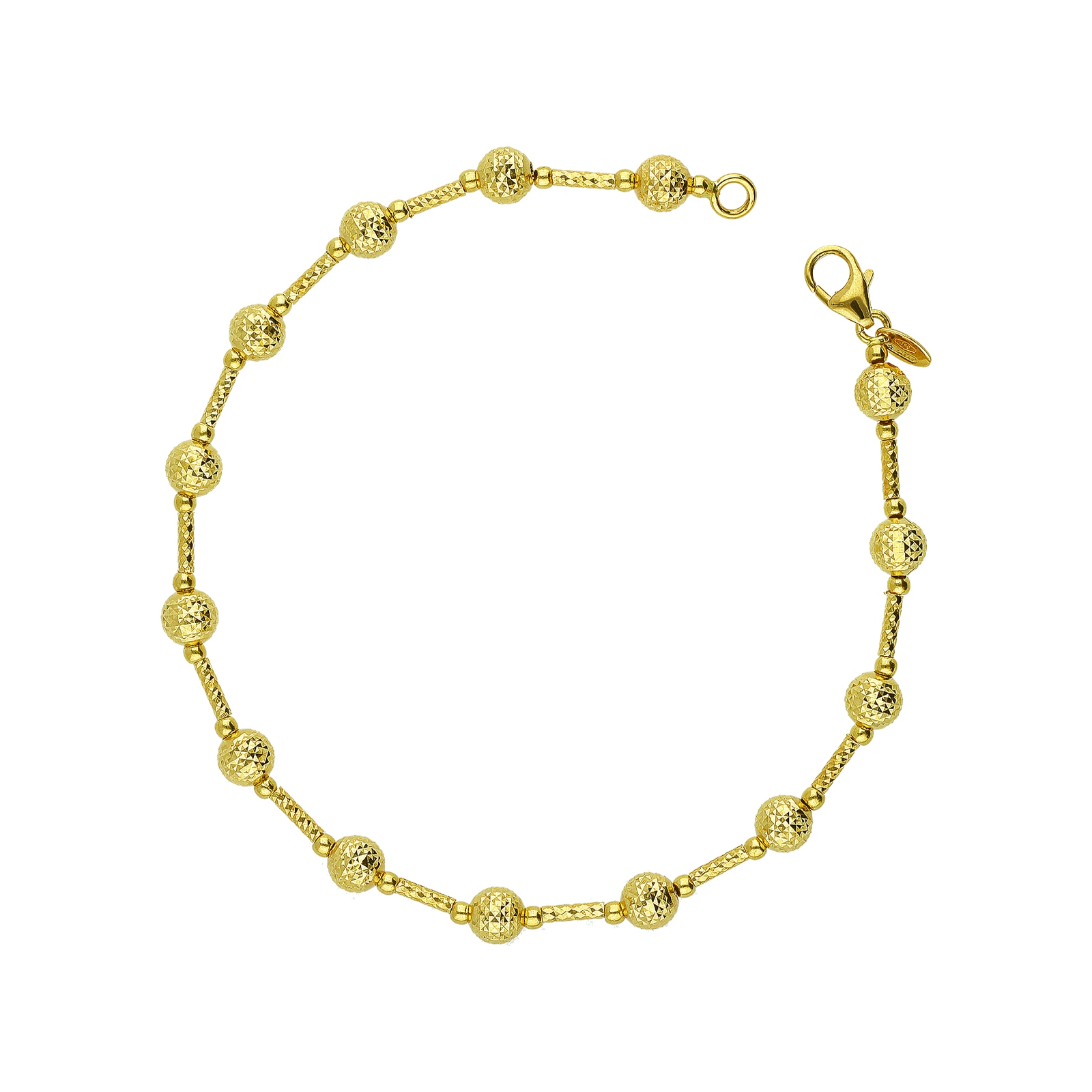 Day.berlin Bracciale Donna Ally A Strati Con Palline – Placcato Oro 18k, Acciaio Inox 316L, Regolabile 15,5+4 Cm