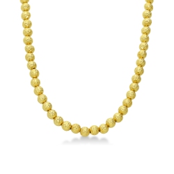 Diamond cut spheres necklace in 18k yellow gold, 40 cm 