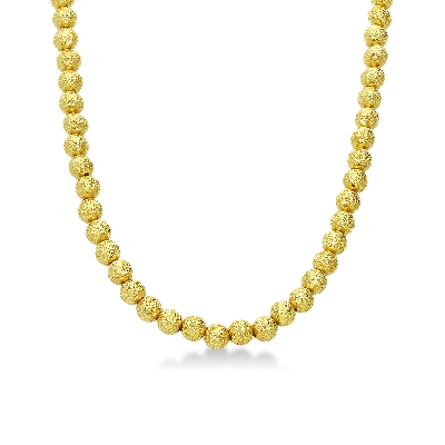 Diamond cut spheres necklace in 18k yellow gold, 40 cm 
