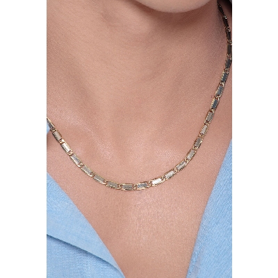 Segments 18k yellow and white gold chain