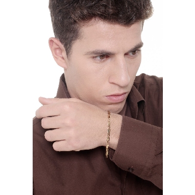 Bracciale in Oro Giallo 18k a maglia piatta, cm 21.