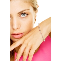 Bracciale tennis alternato in oro Bianco 18k con rubini e diamanti 2