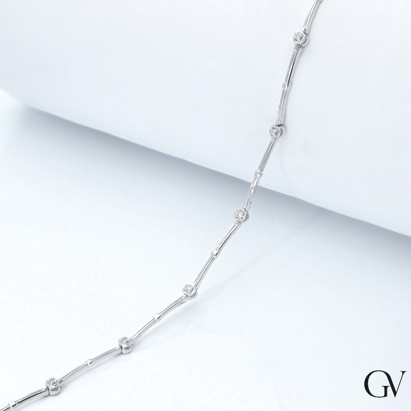 Alternate tennis bracelet in white gold 18k with diamonds brilliant cut, 20 cm