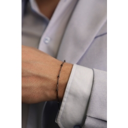 Bracciale alternato in oro Brunito 18k con diamanti neri, cm 20 2