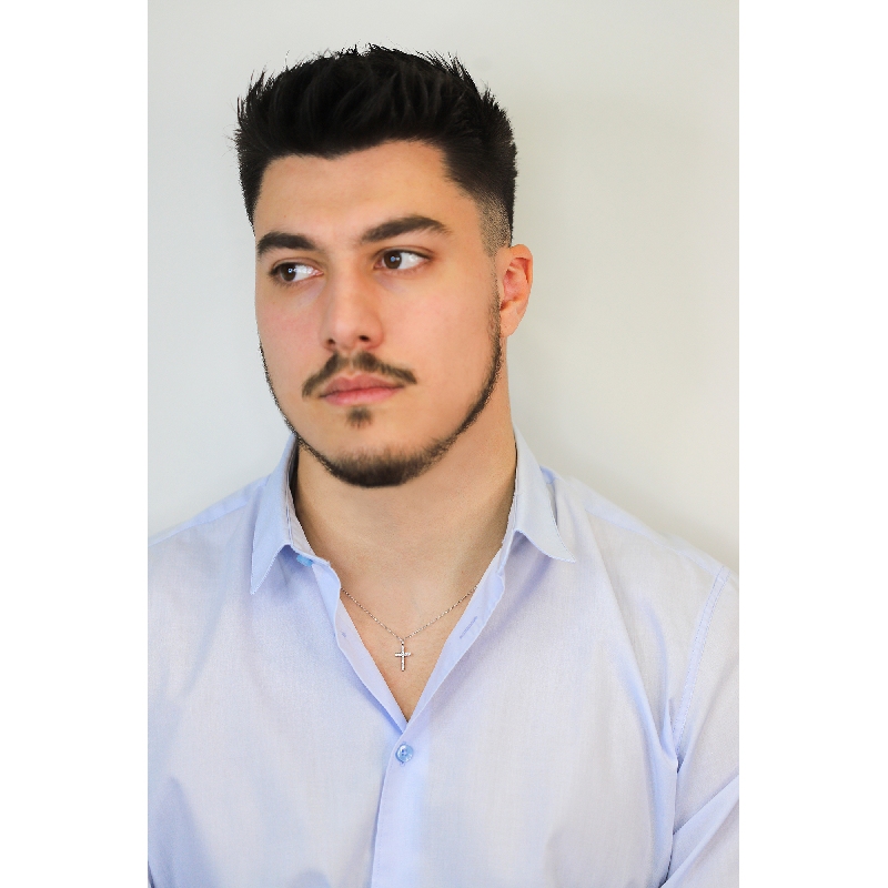 18k white gold necklace with cross charm with diamonds, rolò chain, 45+5 cm