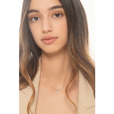 18k white gold necklace with butterfly charm with diamonds