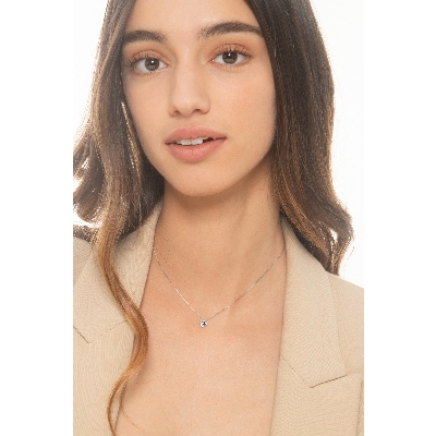 Necklace with heart charm in white gold 18k with blue sapphire and diamond