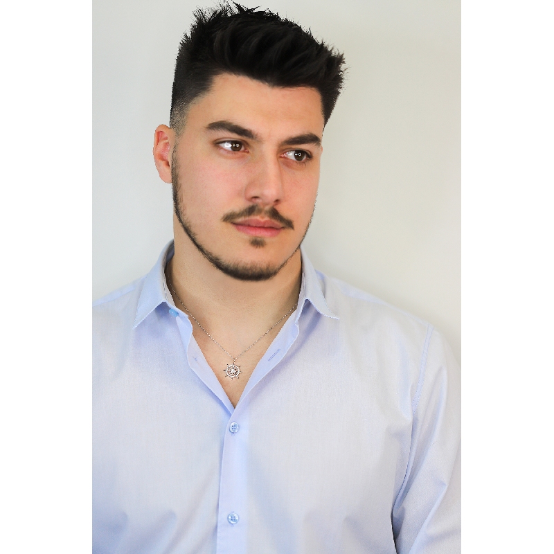 Collana in oro bianco 18k con ciondolo timone in diamanti, catena rolò 45+5 cm