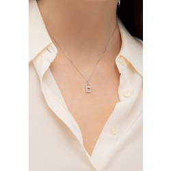 18k white gold necklace with padlock pendant in diamonds 2