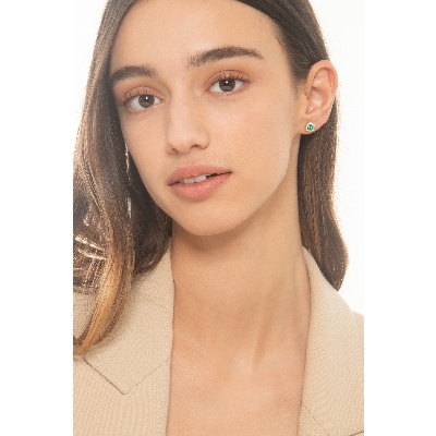 Earrings in white gold 18k with central emerald and diamonds