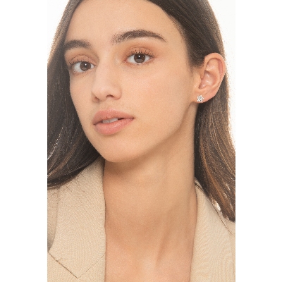 Star earrings in white gold 18k with diamonds, 0.70x0.80cm