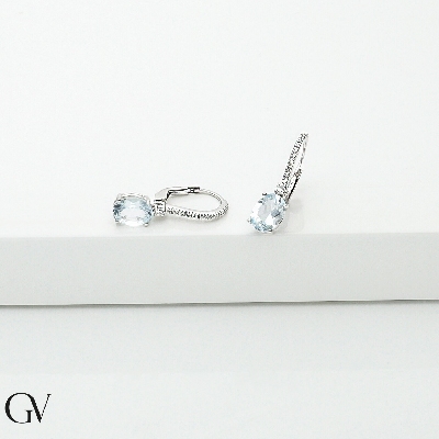 18k white gold earrings with aquamarine and diamonds